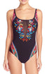 Sexy Mesh V Neck Insert Maillot One Piece Swimsuit